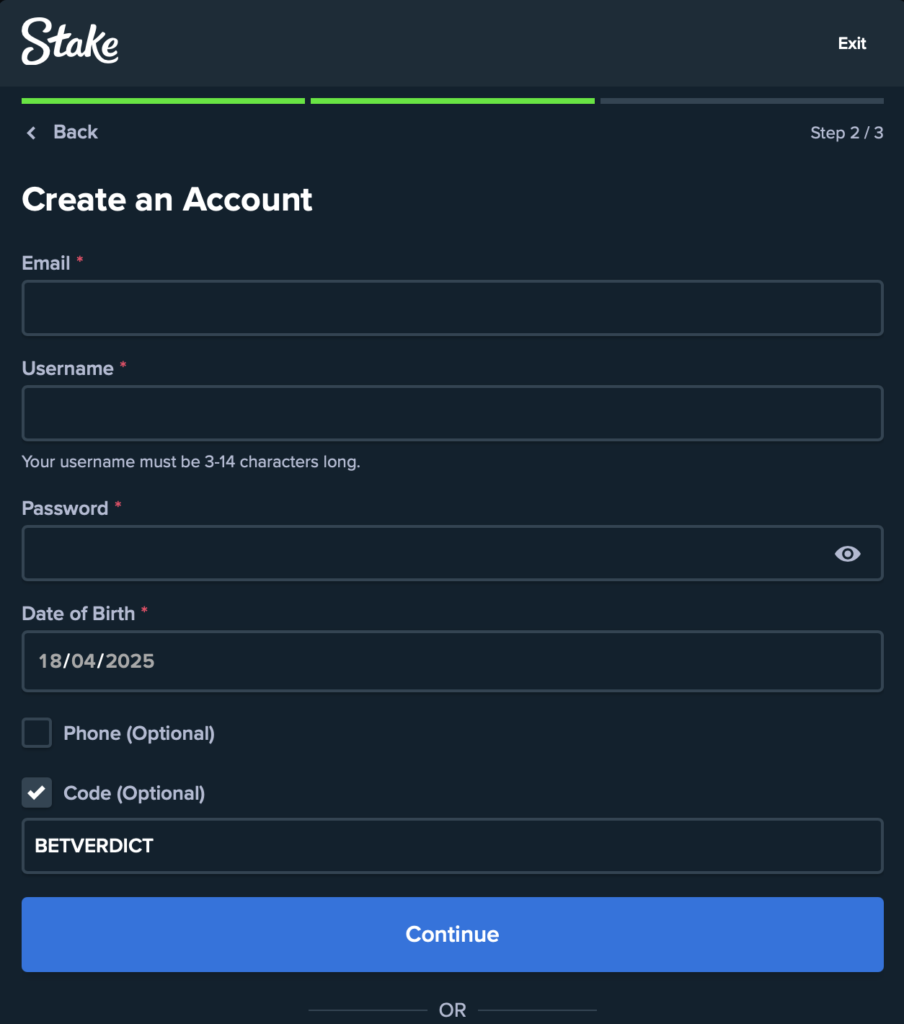 Stake Plinko Guide - Creating your account on Stake